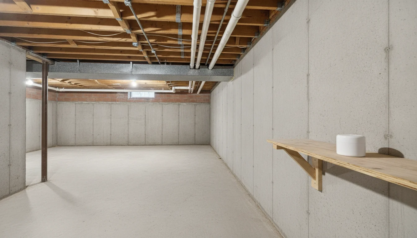 Radon monitor set up in an empty basement before a St. Louis home is listed for sale